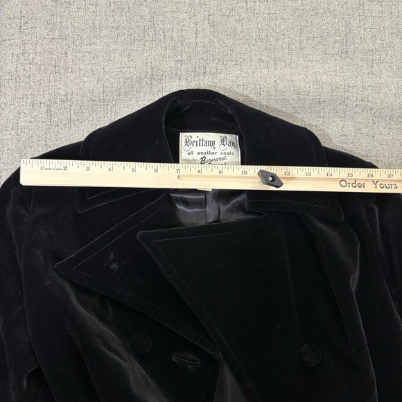 Vintage Brittany Bay Maxi Coat Women Small 4 Black Velvet Bernard Casual *Flaw - Picture 10 of 12